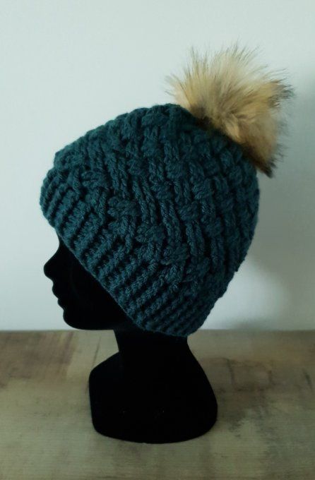 Bonnet maille croisée