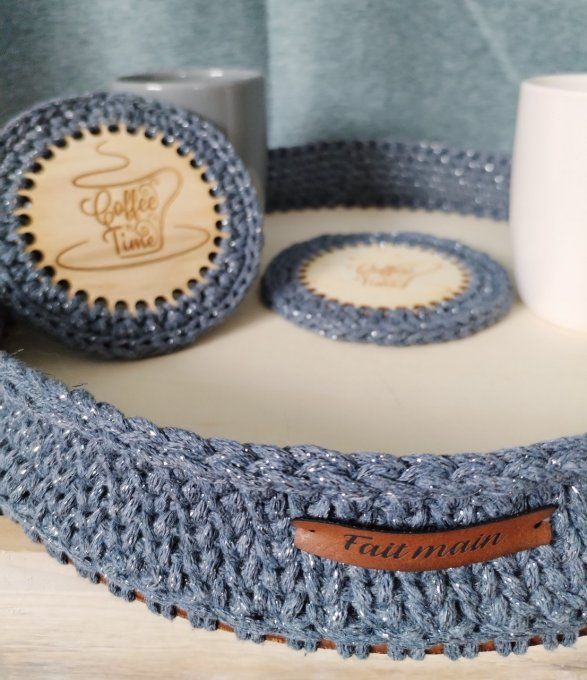 Plateau bois et coton lurex